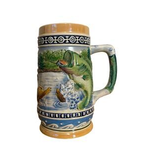 Lipco 3D Trout Fishing Beer Stein Cabin Lodge Mug